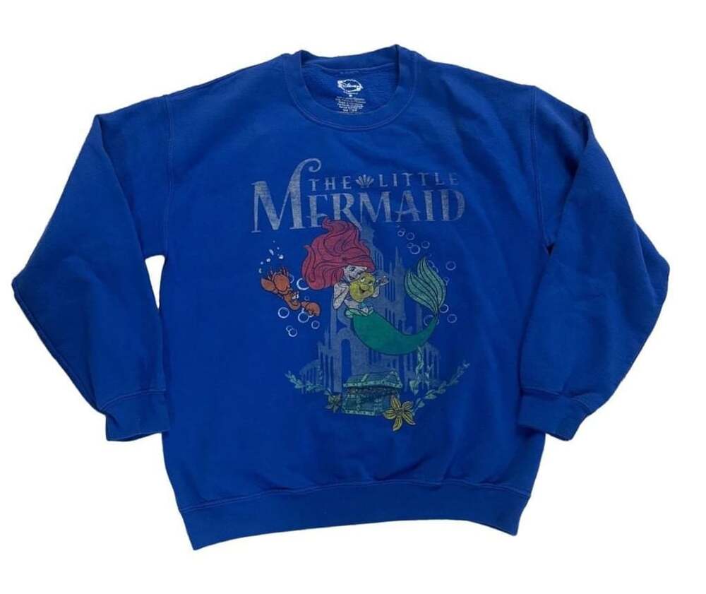 Disney The Little Mermaid Sweatshirt Size M Blue Ariel Flounder Graphic